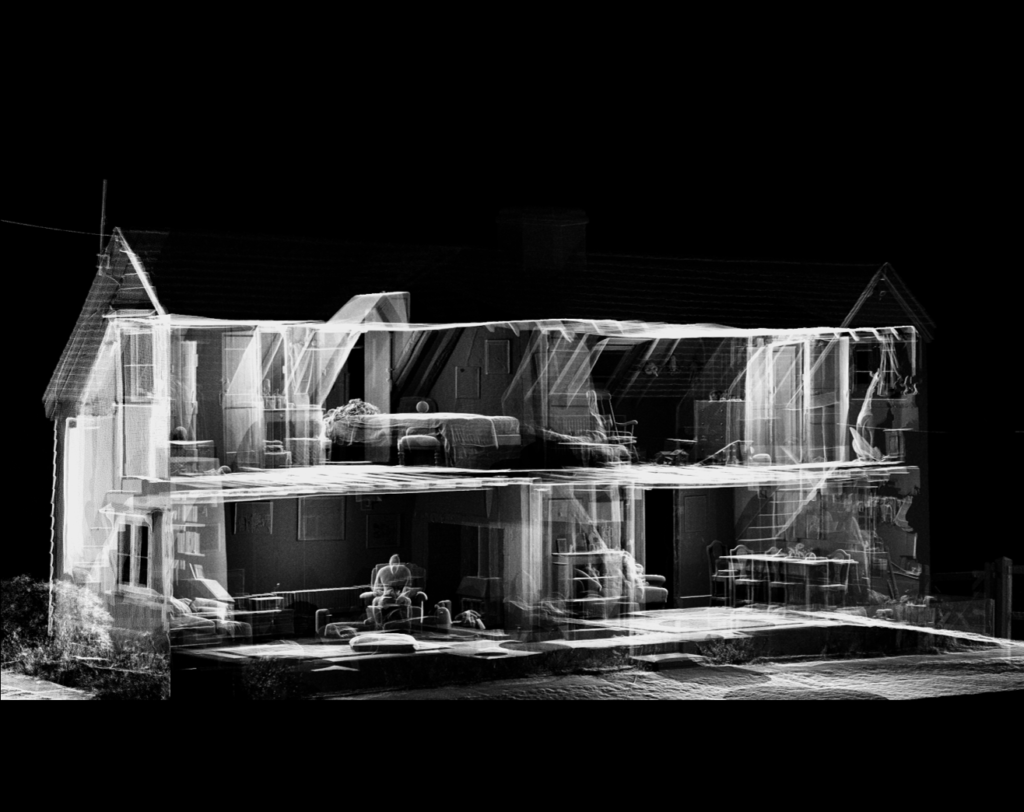 Point cloud of residential property captured using 3D laser scanning for measured building survey