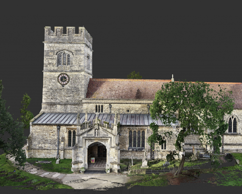 3D photogrammetry model of historic church in London created using drone survey data