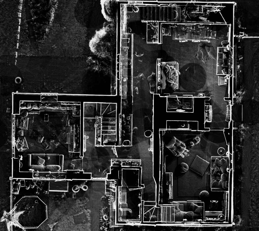 Measured building survey floor plan generated from 3D laser scan data in the UK