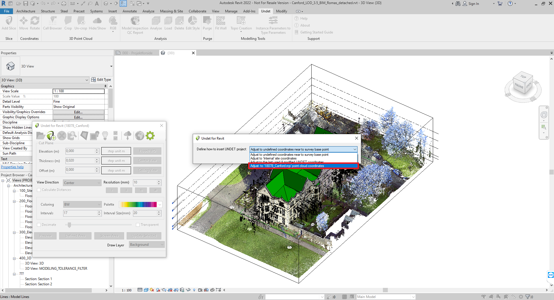 Point cloud data used in AutoCAD and Revit