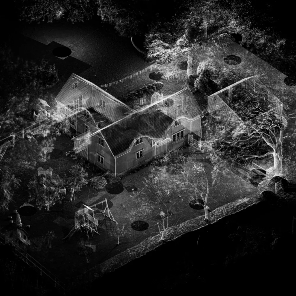 3D point cloud model of residential property created from measured building survey data in the UK