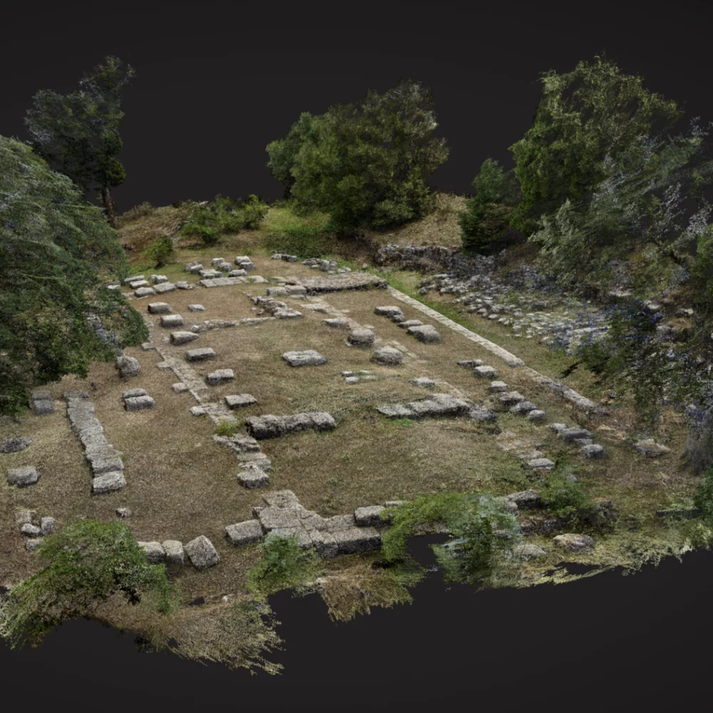 Topographical survey 3D point cloud model showing terrain and site levels in the UK