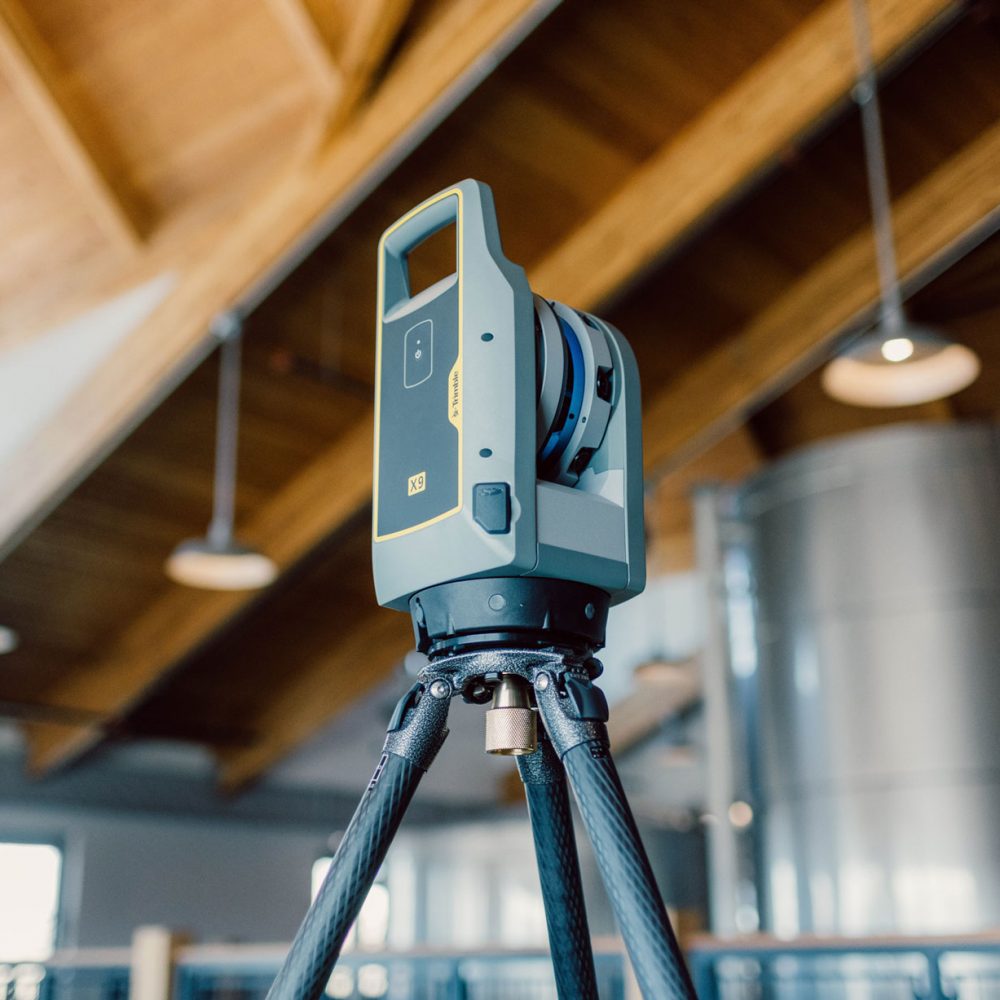 Trimble X9 3D laser scanner used for measured building survey in the UK